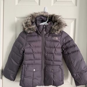 The North Face Gray Puffer Jacket with Fur Trim